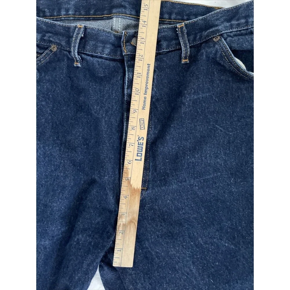 Dickies Mens Jeans Size 44x30 Straight Leg Denim Blue Workwear Pockets Dark Wash